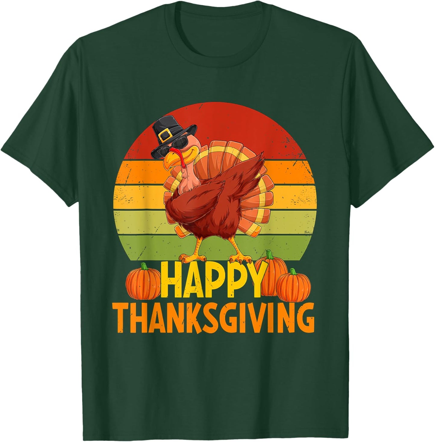 Happy Thanksgiving Dabbing Turkey Pilgrim Boys Girls Toddler T-Shirt - T-Shirt | Forest