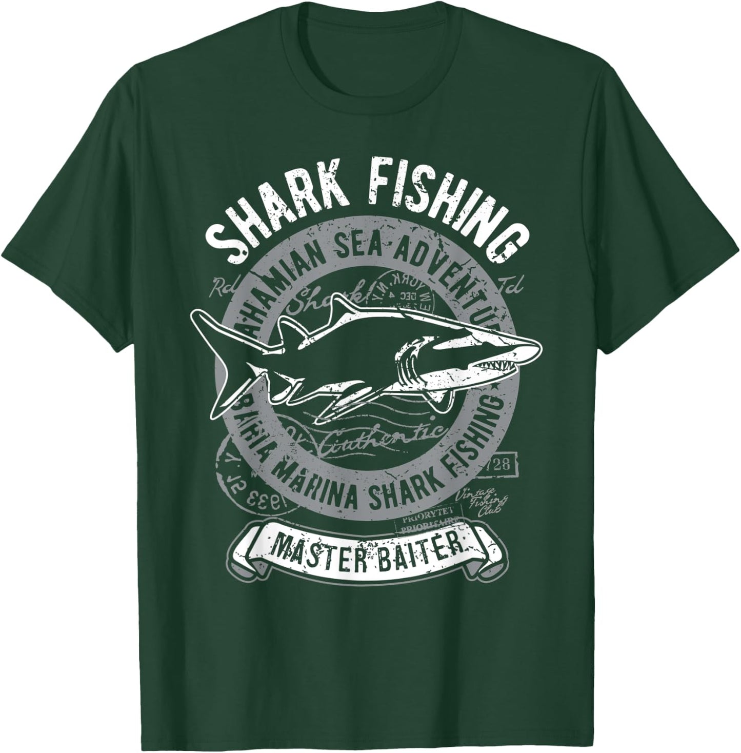 Shark Fisherman Vintage Angler Black Tip Shark Master Baiter T-Shirt - T-Shirt | Forest