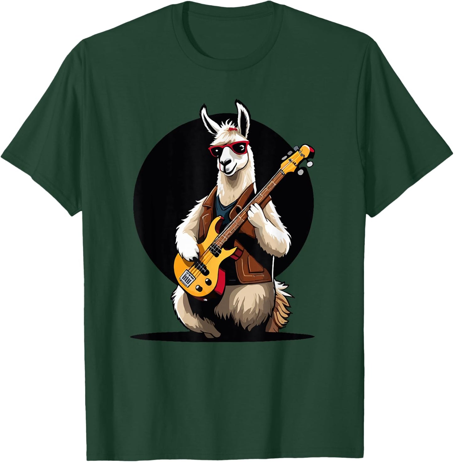 Llama playing Electric Guitar, Llama Guitarist T-Shirt - T-Shirt | Forest