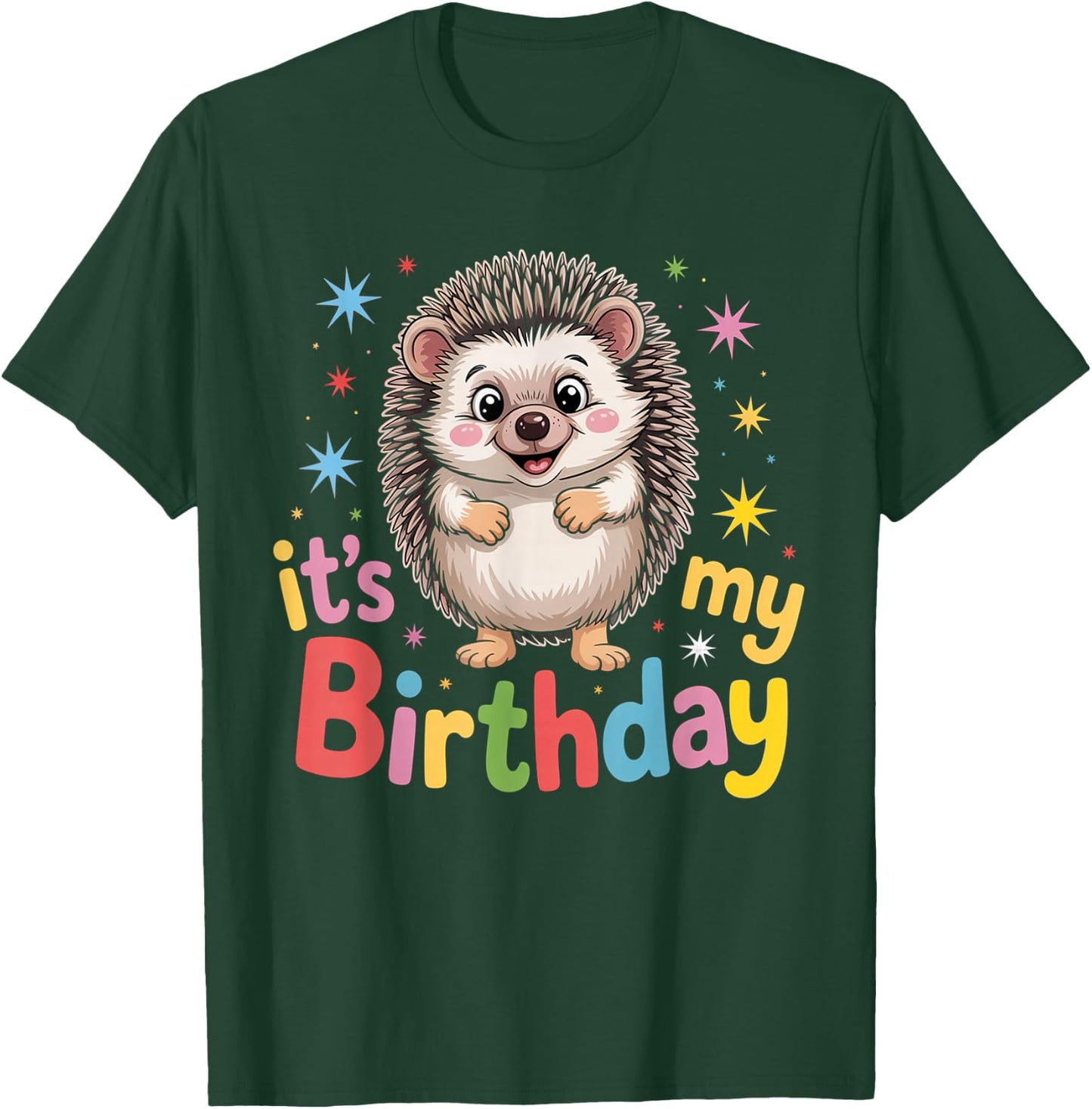 Birthday Hedgehog Women Men & Kids T-Shirt - T-Shirt | Forest