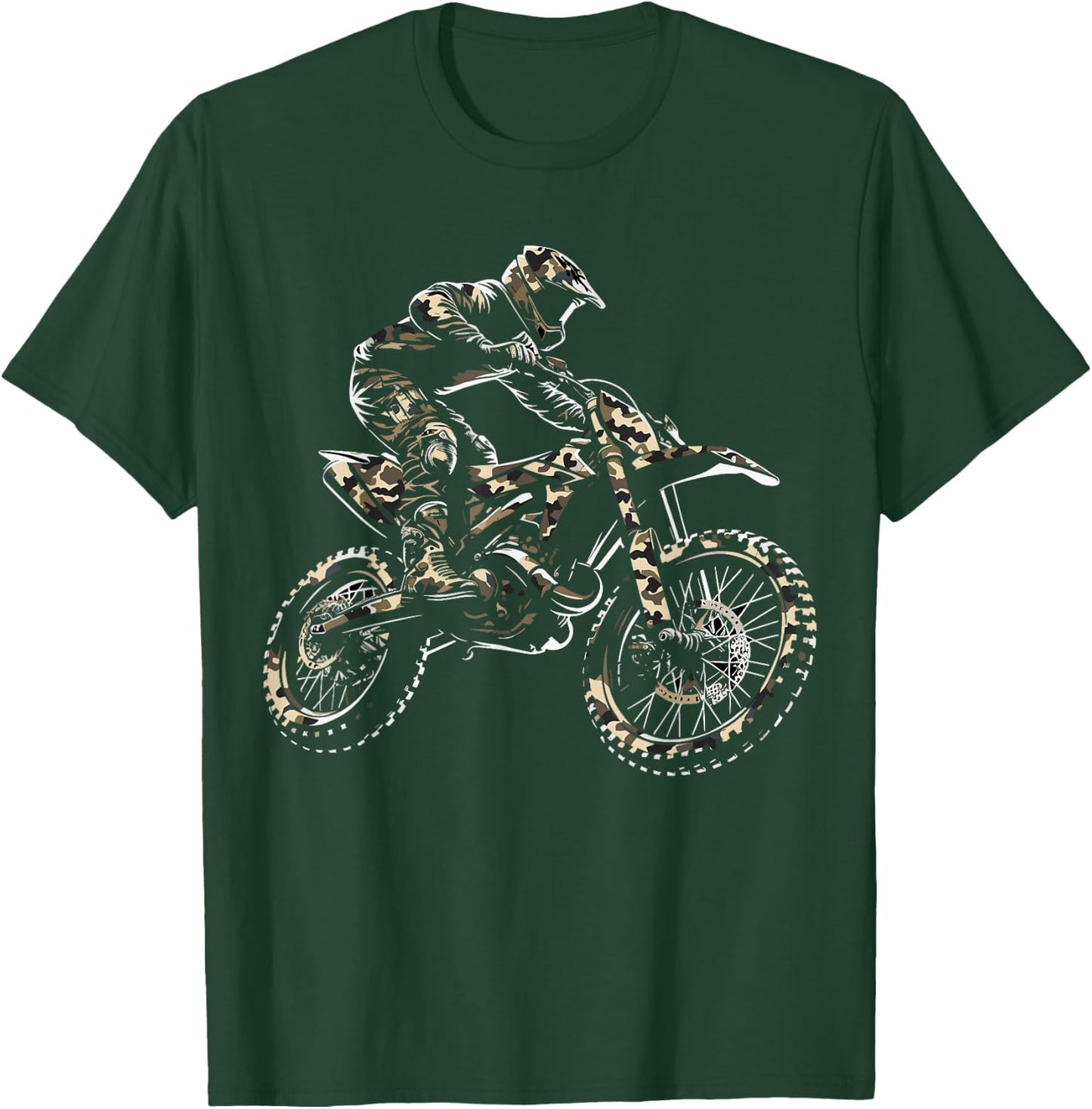 Camo Motocross Dirt Bike Camouflage T-Shirt - T-Shirt | Forest
