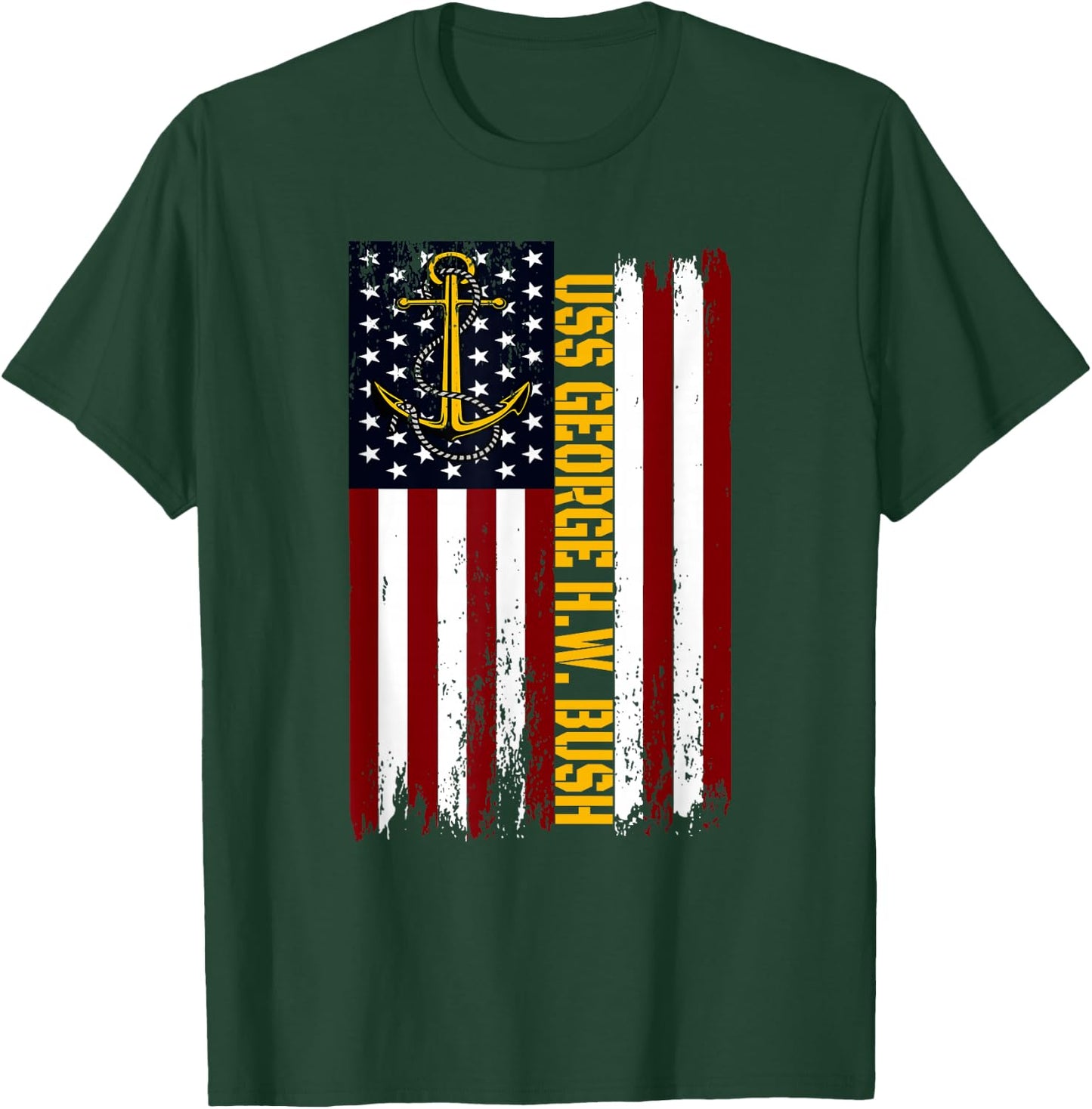 Aircraft Carrier USS George H.W. Bush Veteran Father Grandpa T-Shirt - T-Shirt | Forest
