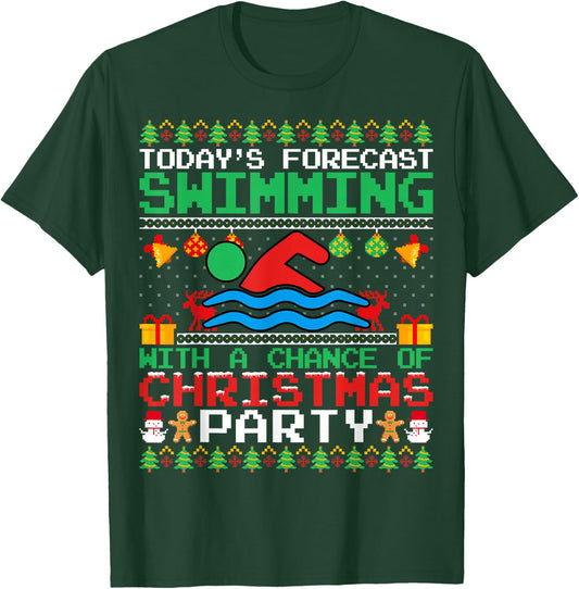 Swimming Christmas Party Swim Swimmer Christmas Ugly Style T-Shirt - T-Shirt | Forest