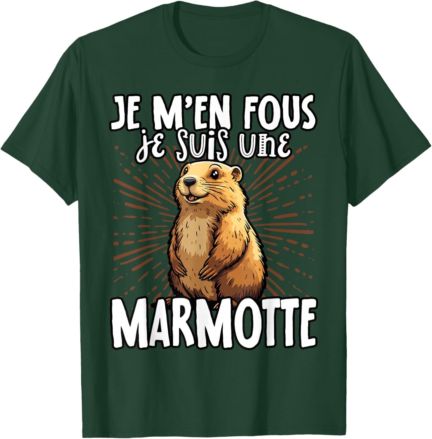 Je M'en Fous Je Suis Une Marmotte Mignonne , Black, S T-Shirt - T-Shirt | Forest