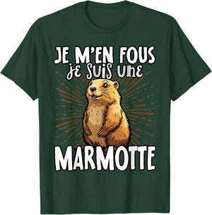 Je M'en Fous Je Suis Une Marmotte Mignonne , Black, S T-Shirt - T-Shirt | Forest