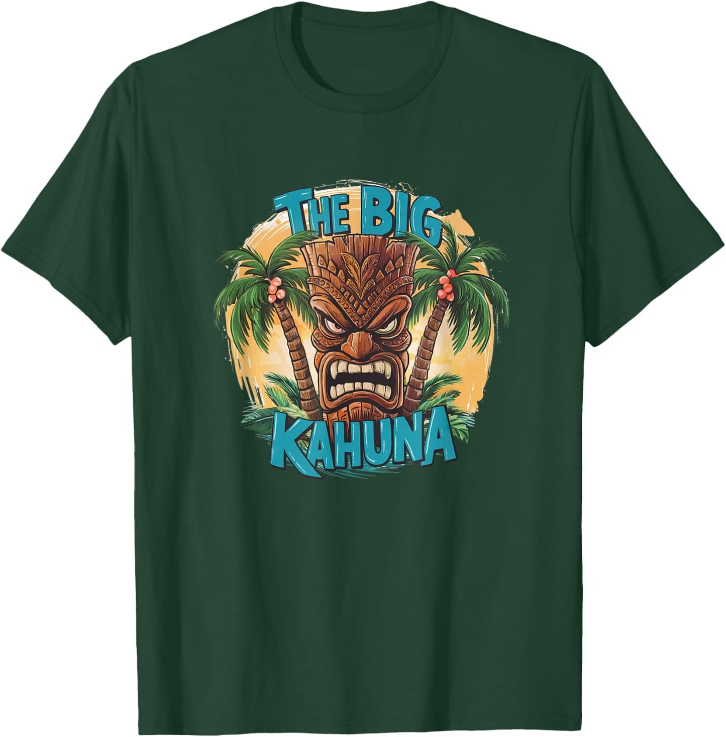 Tiki Big Kahuna Funny Hawaiian Fête des Pères Vacances Tropical T-Shirt - T-Shirt | Forest