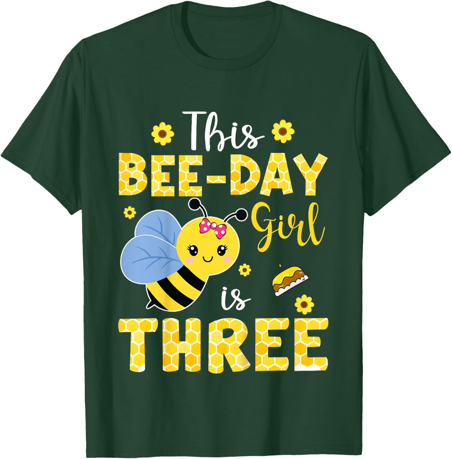 This Bee-Day Girl Is Three 3 Years Old 3rd Birthday Kids T-Shirt - T-Shirt | Forest