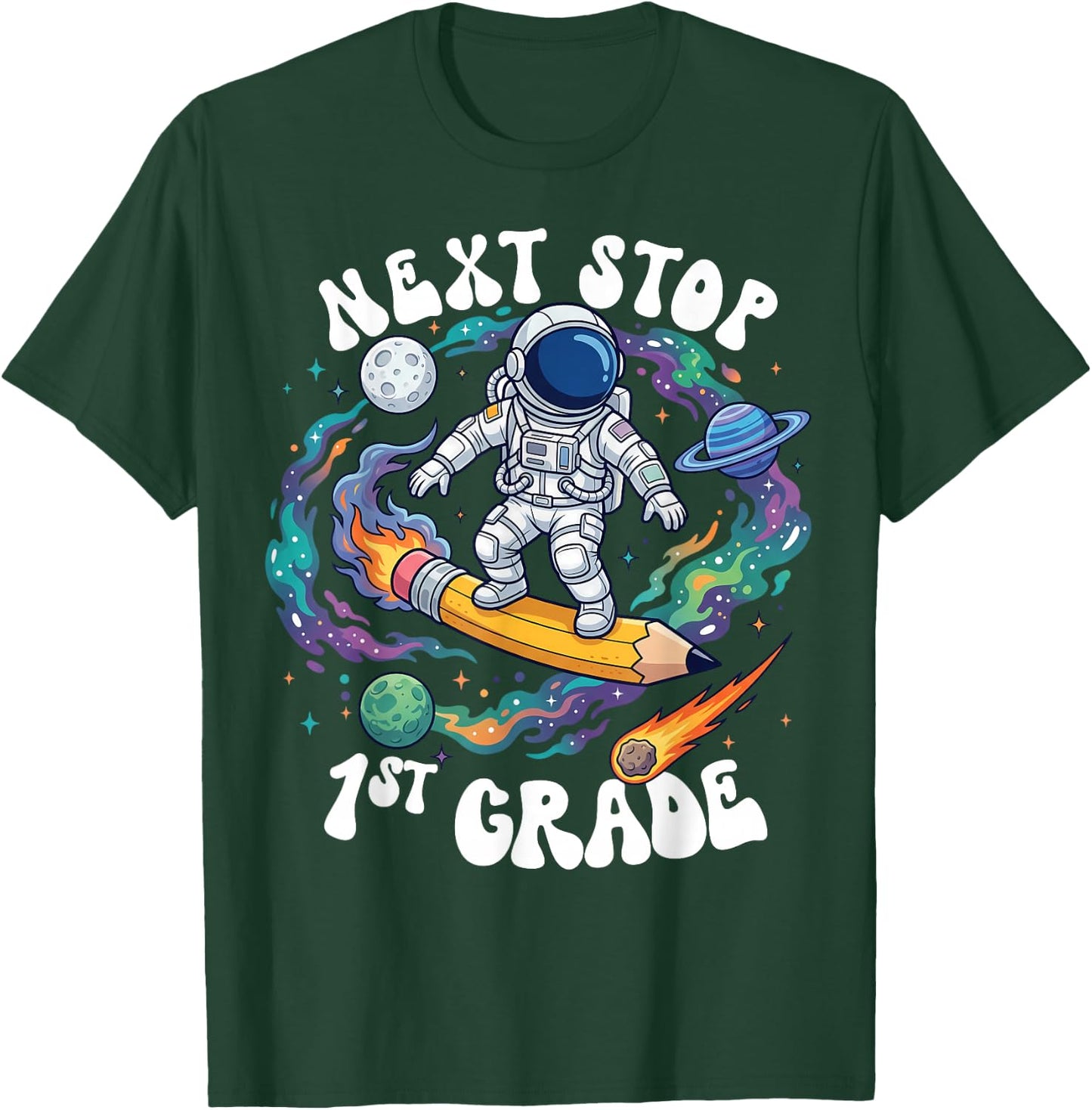 Next Stop 1st Grade School Graduation Astronaut Boy Girl Kid T-Shirt - T-Shirt | Forest