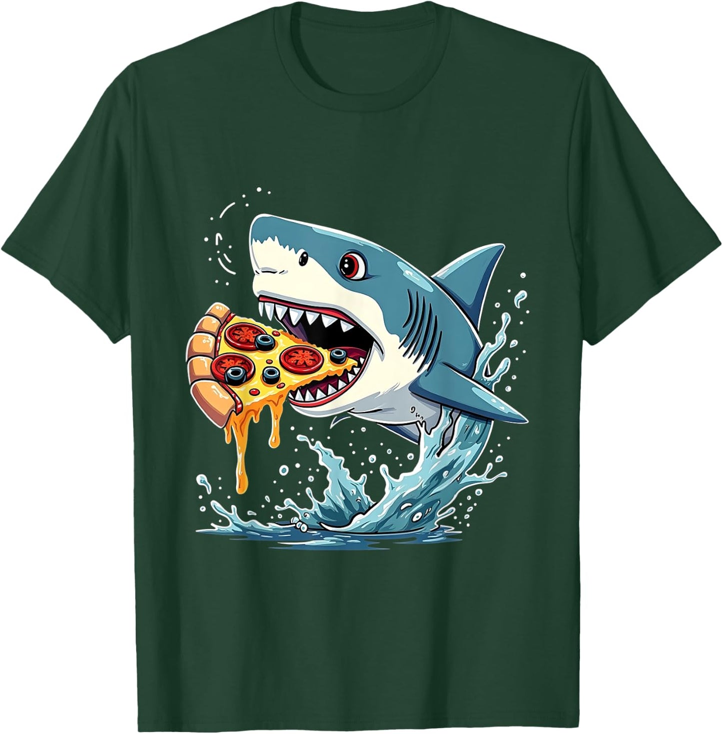 Shark Eating Pizza Funny Pizza Lover Men Women T-Shirt - T-Shirt | Forest