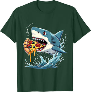 Shark Eating Pizza Funny Pizza Lover Men Women T-Shirt - T-Shirt | Forest