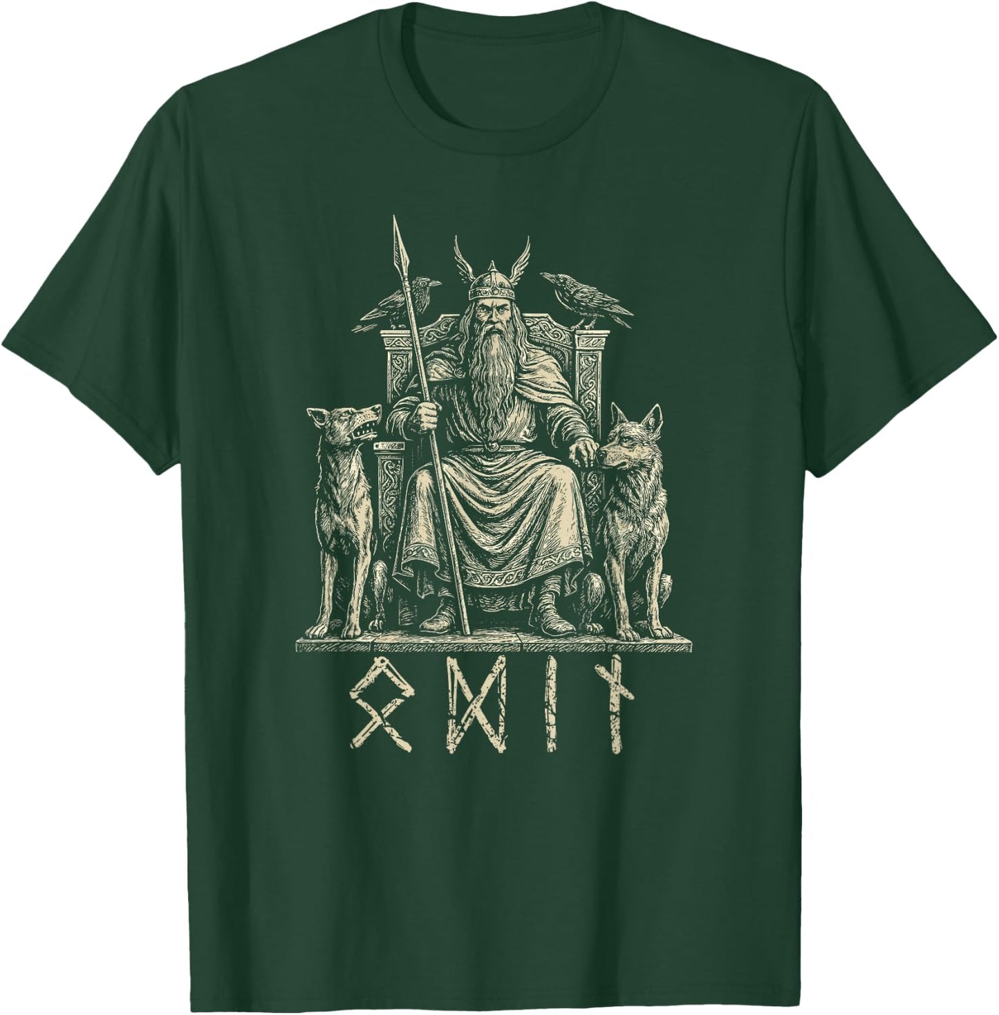 Odin Wolves Ravens Odins Wotan Nordic Viking God Viking T-Shirt - T-Shirt | Forest