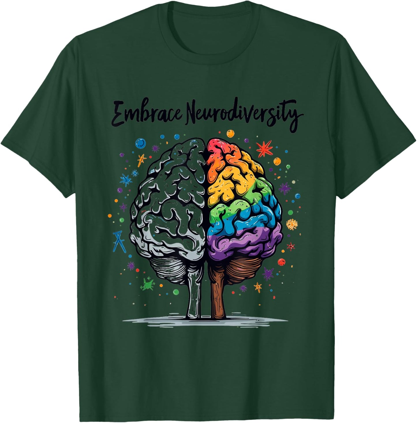 Embrace Neurodiversity Neurodiversity Brain , black T-Shirt - T-Shirt | Forest