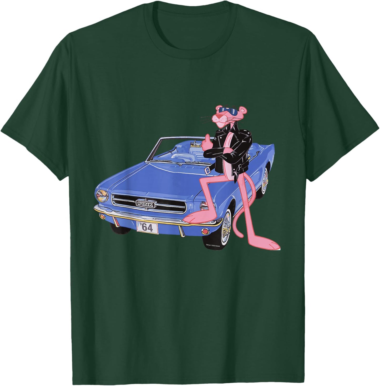 Pink Panther Vintage 1964 Convertible Car Cool Cat , black T-Shirt - T-Shirt | Forest