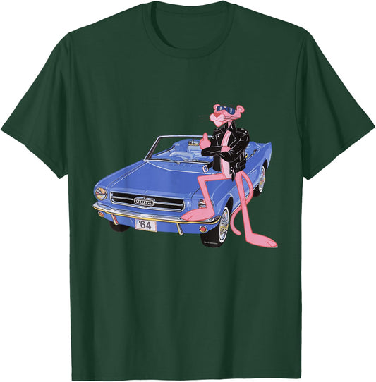 Pink Panther Vintage 1964 Convertible Car Cool Cat T-Shirt - T-Shirt | Forest