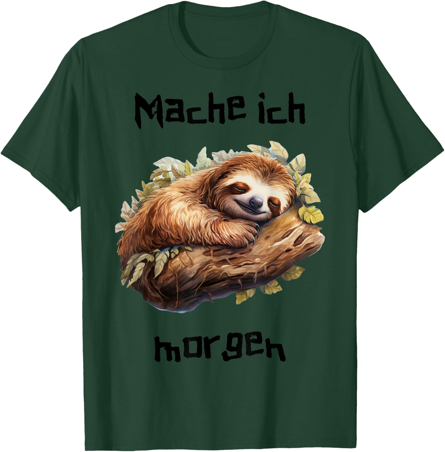 Morgenmuffel Sloth Spruch lustiges Langschläfer Faultier T-Shirt - T-Shirt | Forest