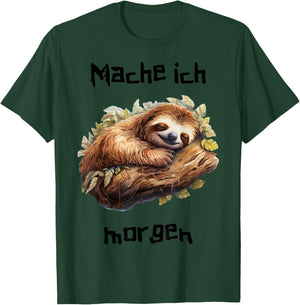 Morgenmuffel Sloth Spruch lustiges Langschläfer Faultier T-Shirt - T-Shirt | Forest