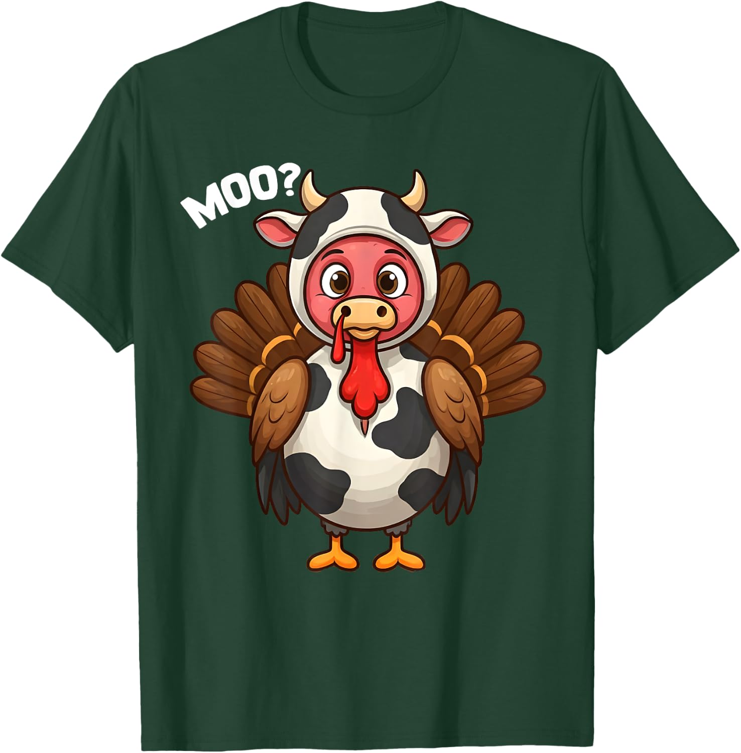 Turkey Moo Cow Funny Thanksgiving Fake Cow Costume T-Shirt - T-Shirt | Forest