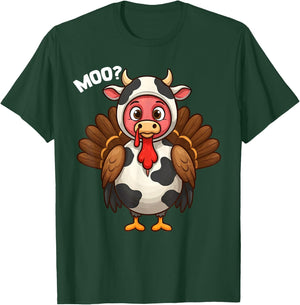 Turkey Moo Cow Funny Thanksgiving Fake Cow Costume T-Shirt - T-Shirt | Forest