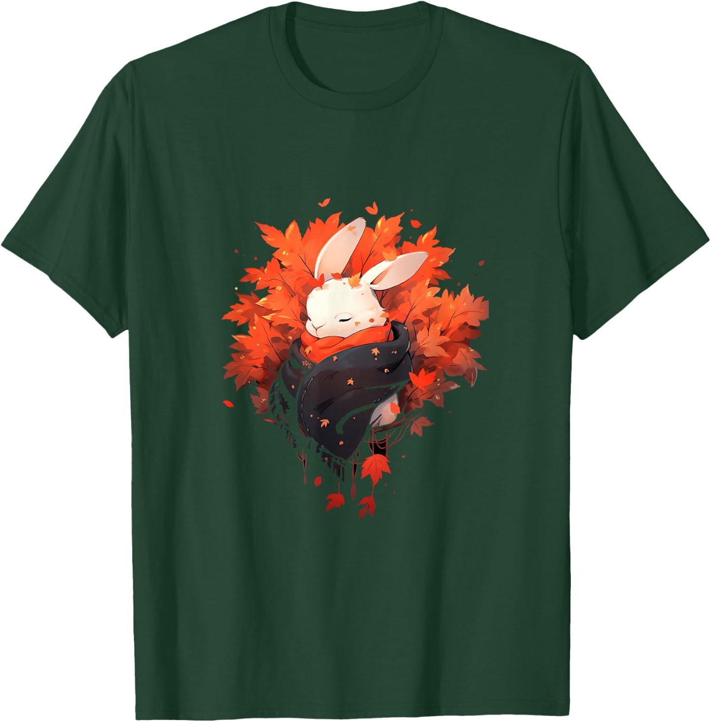 Bunny Autumn Autumn Leaves Rabbit Thanksgiving T-Shirt - T-Shirt | Forest