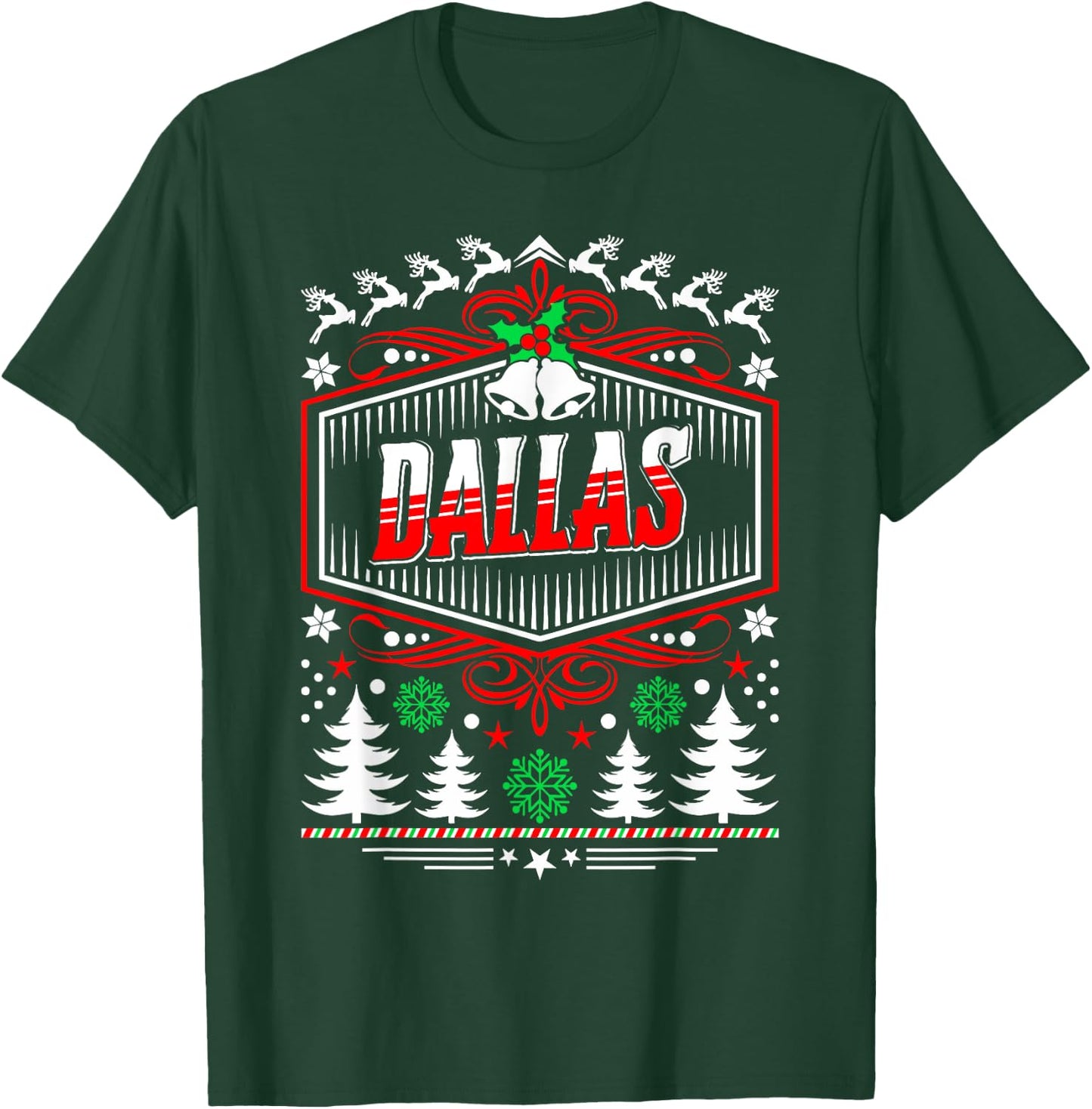 Dallas Ugly Christmas Gift Friends or Family T-Shirt - T-Shirt | Forest