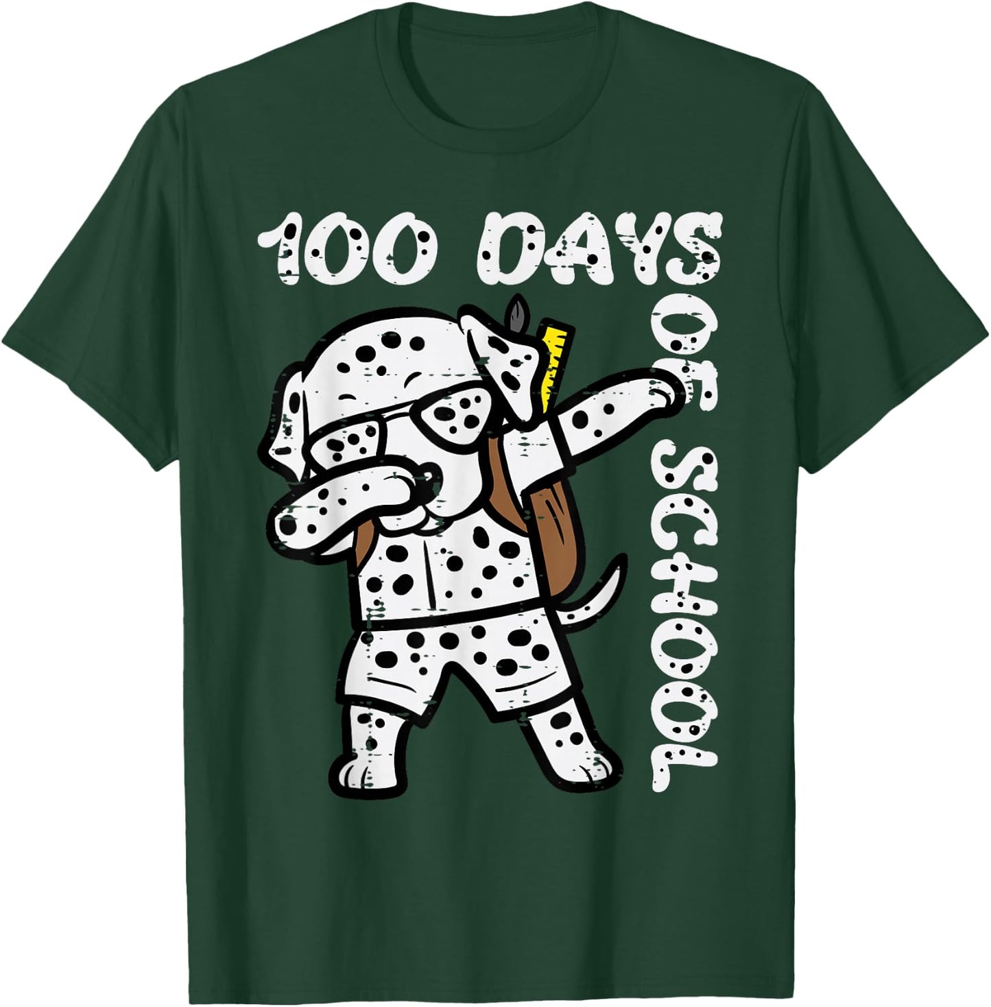 100 Days School Dalmatian Dog Dab 100th Day Boys Girls Kids T-Shirt - T-Shirt | Forest