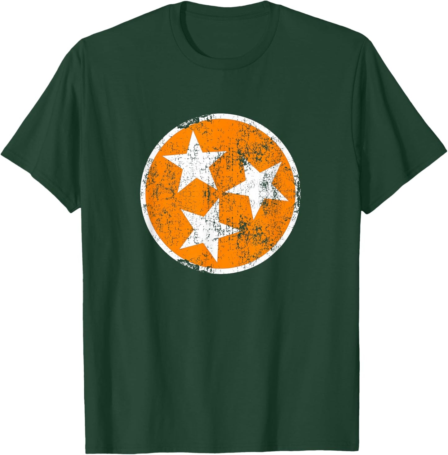 3 Star TN Orange and White Distressed Tennessee State Flag T-Shirt - T-Shirt | Forest