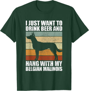 Beer & Hang With My Belgian Malinois Pet Owner Dog Lover Women T-Shirt - T-Shirt | Forest