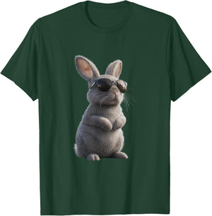 Bunny with Sunglasses - Cool Design for Rabbit Lovers , black T-Shirt - T-Shirt | Forest