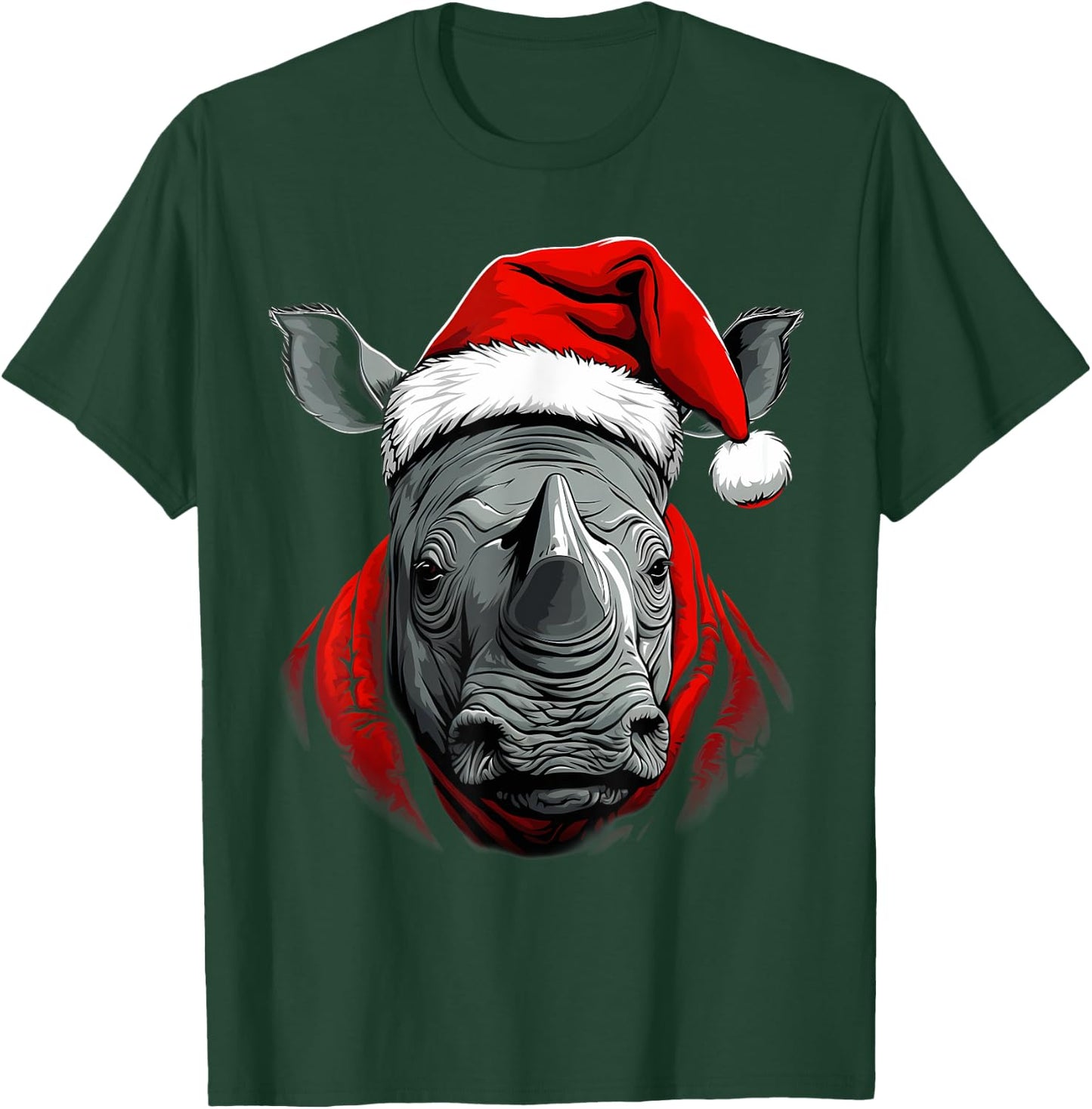 Merry Xmas Rhino Christmas T-Shirt - T-Shirt | Forest