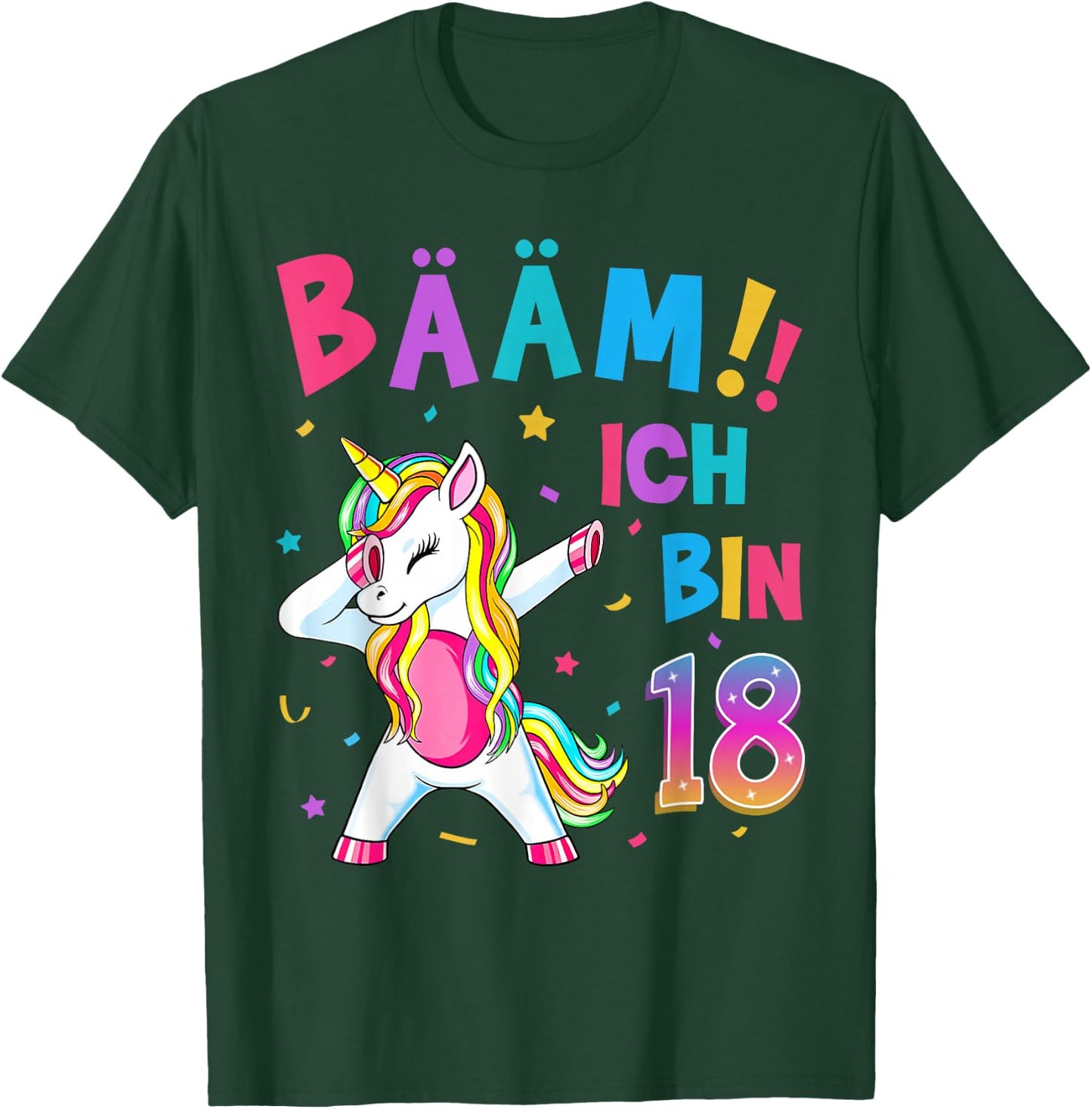 18th Birthday Girl 18 Years Dancing Funny Unicorn T-Shirt - T-Shirt | Forest