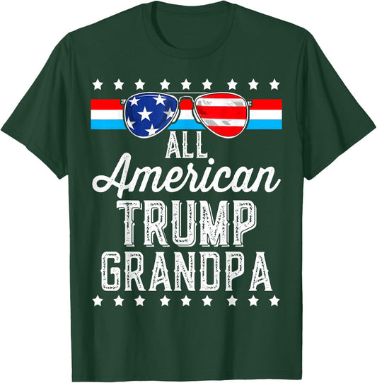 All American Trump Grandpa American Flag Sunglasses Trump T-Shirt - T-Shirt | Forest