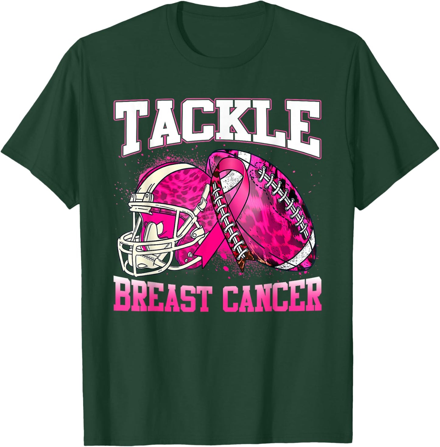 Tackle Breast Cancer Awareness Pink Ribbon Football Boy Kids T-Shirt - T-Shirt | Forest