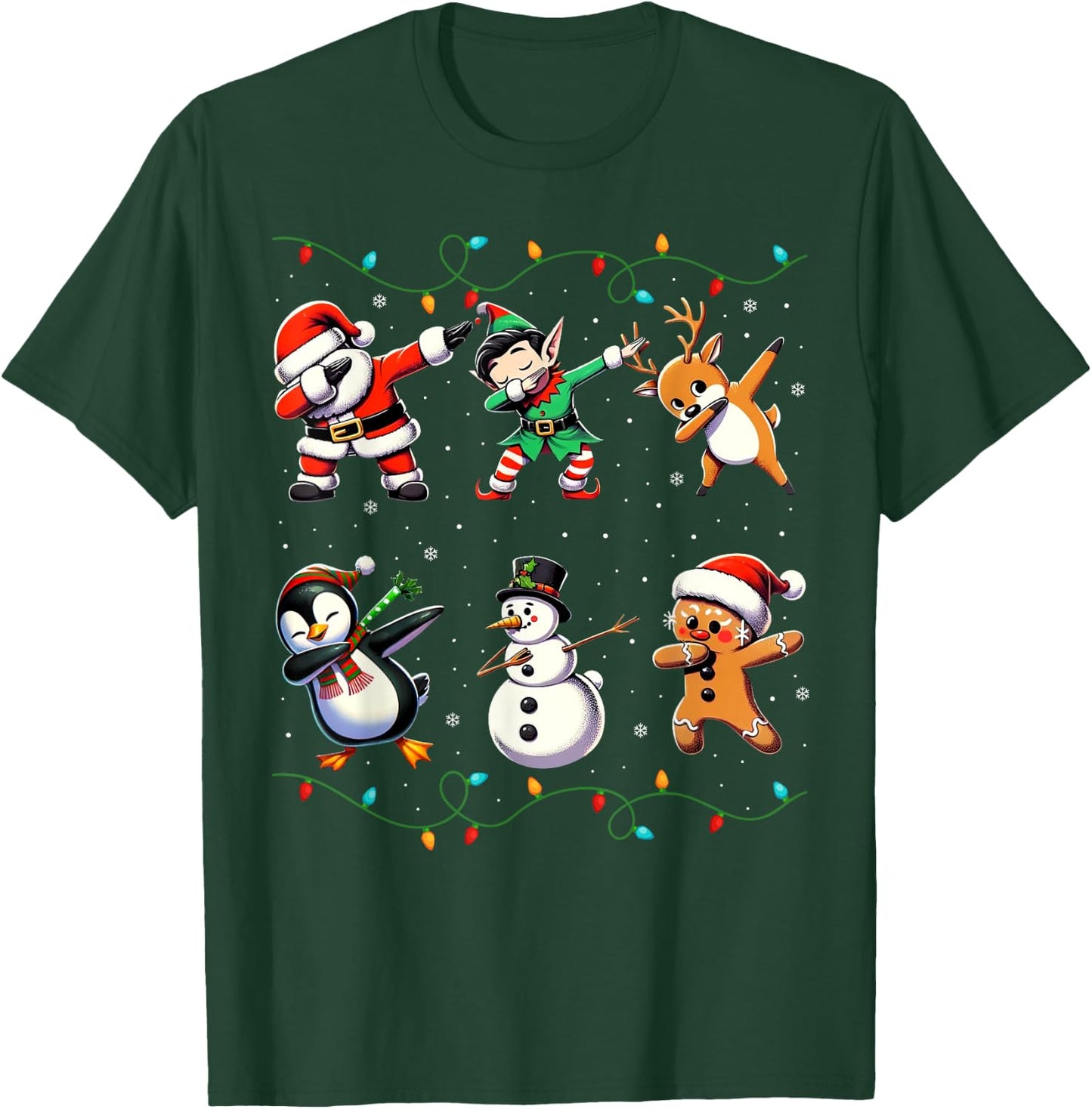 Dabbing Santa Xmas Lights Gifts Kids Girls Boys Christmas T-Shirt - T-Shirt | Forest
