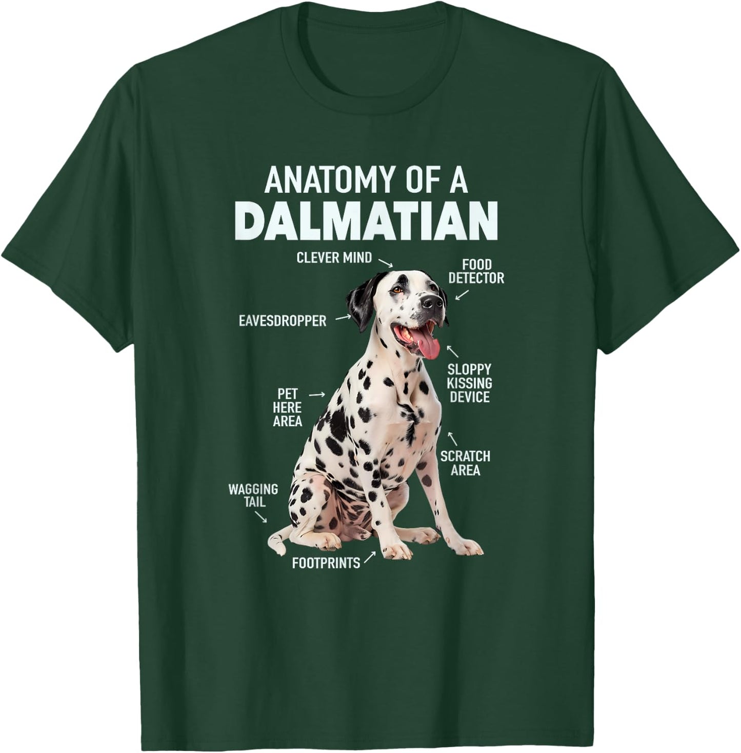 Anatomy Of A Dalmatian , Small, Black T-Shirt - T-Shirt | Forest