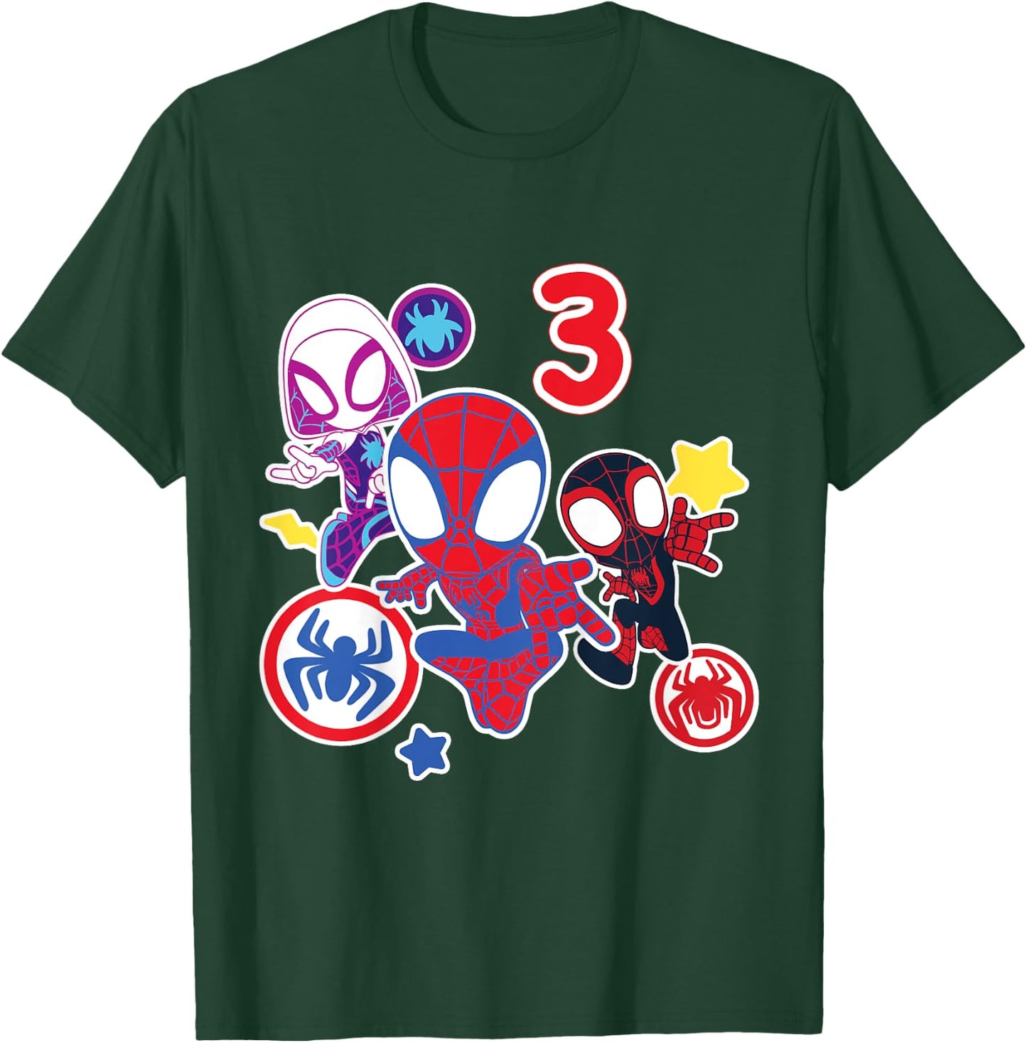Kinder Marvel Spidey and His Amazing Friends 3 Year Old Birthday T-Shirt - T-Shirt | Forest