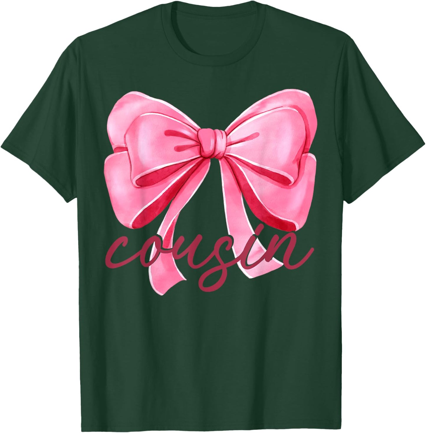 Cousin Pink Bow Birthday Baby Shower Family Pink Ribbon T-Shirt - T-Shirt | Forest