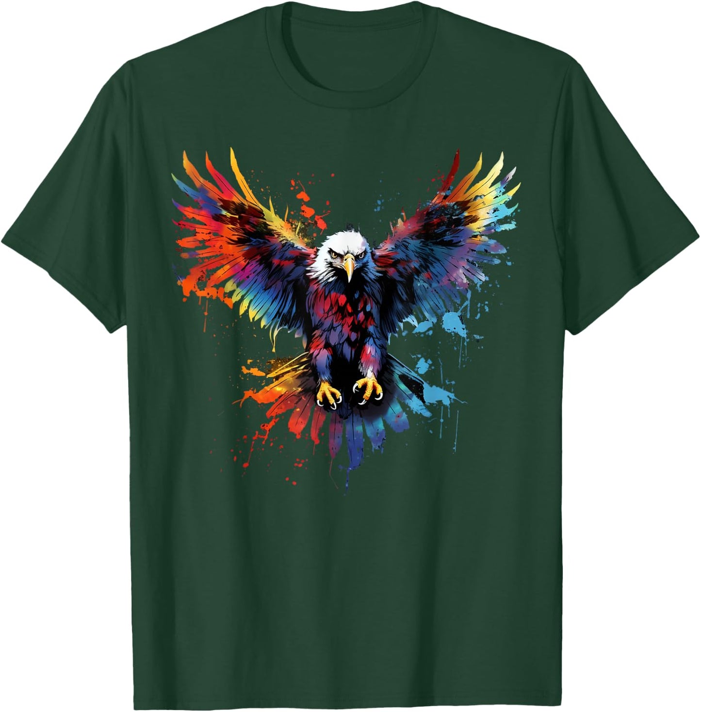 Cool Eagle on Colourful Painted Eagle , black T-Shirt - T-Shirt | Forest
