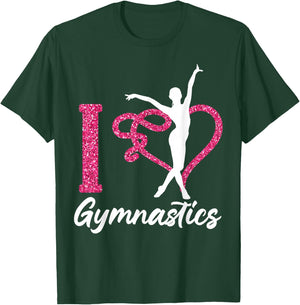 Gymnastics Heart I Love Gymnastics T-Shirt - T-Shirt | Forest