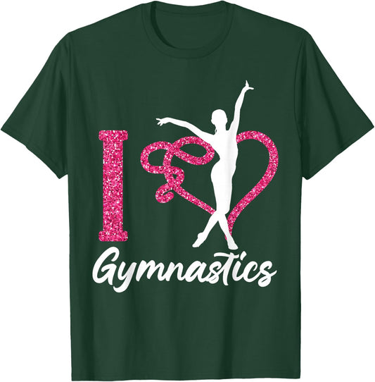 Gymnastics Heart I Love Gymnastics T-Shirt - T-Shirt | Forest