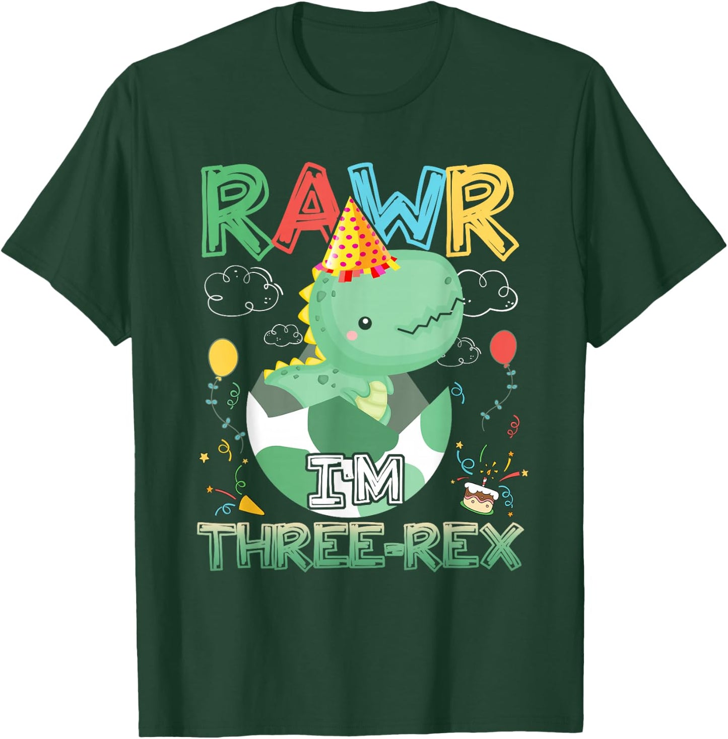 Kids Rawr I'm Three-Rex 3. Geburtstag 3 Jahre alter Dinosaurier T-Shirt - T-Shirt | Forest