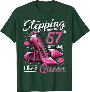 High Heels Stepping Into My 57th Birthday 57 and Fabulous T-Shirt - T-Shirt | Forest
