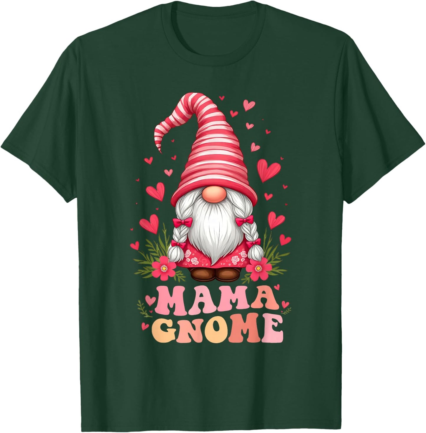 Mama Gnome Mother's Day Cute Floral Gnome Mom Grandma Wife T-Shirt - T-Shirt | Forest