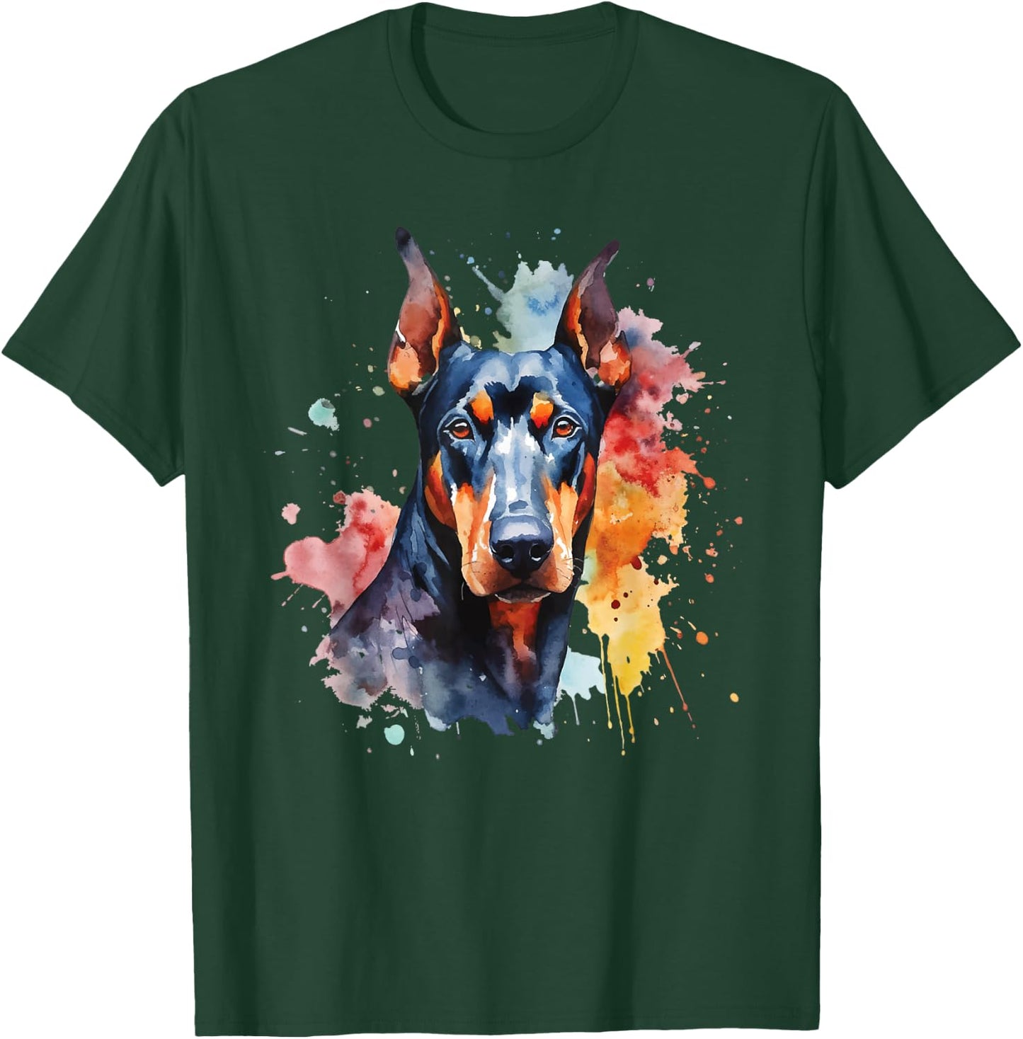 Doberman Pinscher Portrait - Dog Lover Pet Canine Lover T-Shirt - T-Shirt | Forest