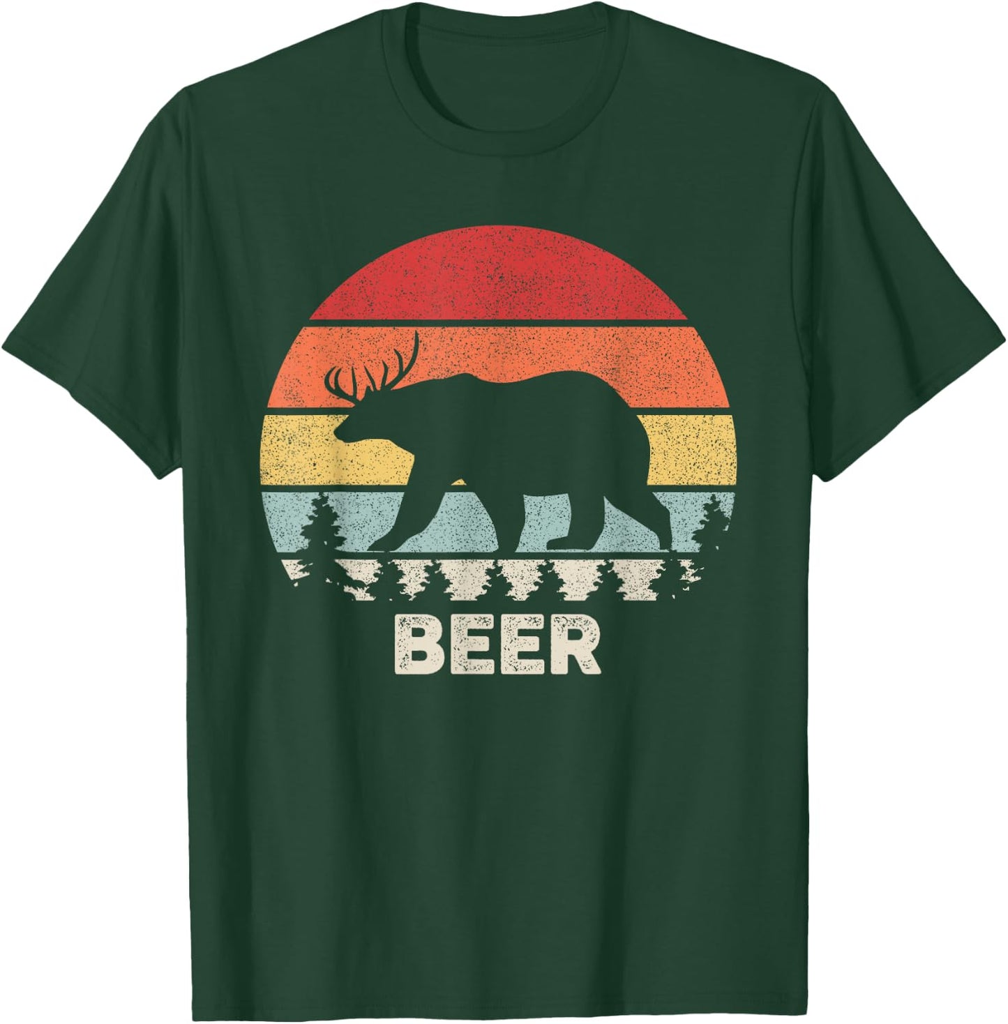 Retro Bear Deer Shirt Animal Lover Gifts Funny Beer Vintage T-Shirt - T-Shirt | Forest