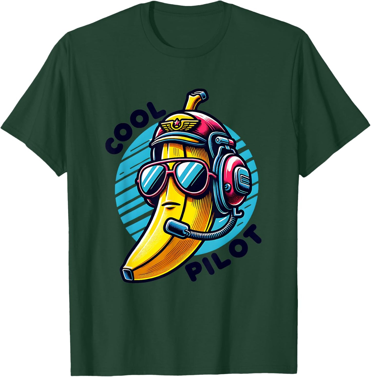 Cool Pilot Funny Banana Aviator Style T-Shirt - T-Shirt | Forest