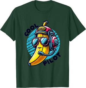 Cool Pilot Funny Banana Aviator Style T-Shirt - T-Shirt | Forest