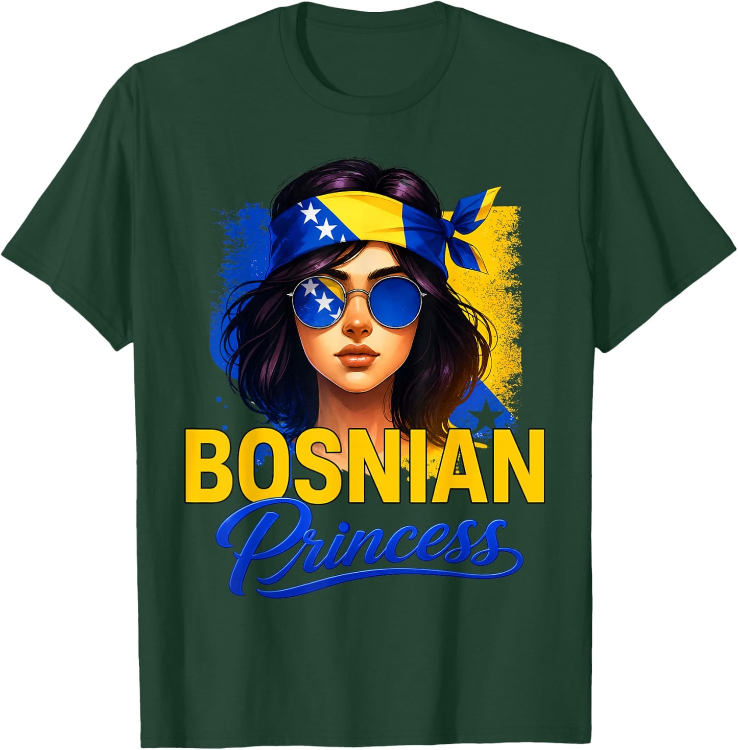 Bosnian Princess Girl Cute Bosnia Flag Pride Women Kids T-Shirt - T-Shirt | Forest
