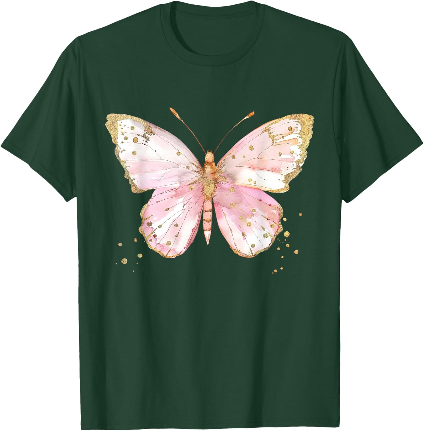 Pink Watercolor Flower Butterfly T-Shirt - T-Shirt | Forest