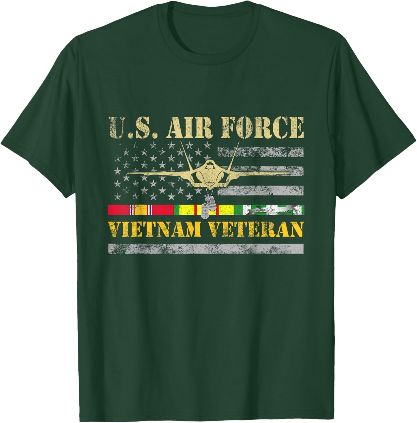 U.S Air Force Vietnam Veteran Shirt USAF Veteran Flag Gift T-Shirt - T-Shirt | Forest