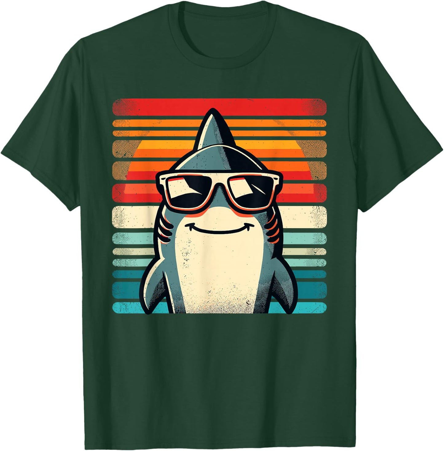 Cool Retro Shark in Sunglasses 70s 80s 90s Funny Shark , black T-Shirt - T-Shirt | Forest